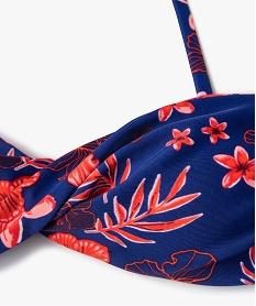 haut de maillot de bain fille forme bandeau a motifs fleuris et bretelle amovible imprimeC246701_2