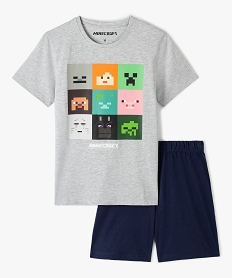 GEMO Pyjashort garçon bicolore à manches courtes - Minecraft Gris