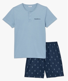 pyjashort homme bicolore bleu pyjamas et peignoirsC253101_4
