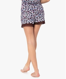 short de pyjama femme en maille fluide avec bas en dentelle imprime bas de pyjamaC255401_3
