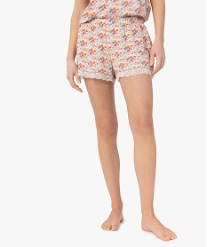 GEMO Short de pyjama femme avec bas dentelle Imprimé