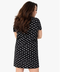 chemise de nuit femme grande taille a manches courtes avec motifs noirC257701_3