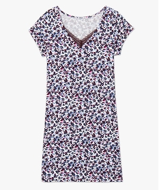 chemise de nuit en maille extensible avec col v en dentelle femme imprime nuisettes chemises de nuitC258101_4