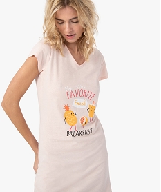 chemise de nuit femme imprimee a manches courtes rose nuisettes chemises de nuitC258201_2