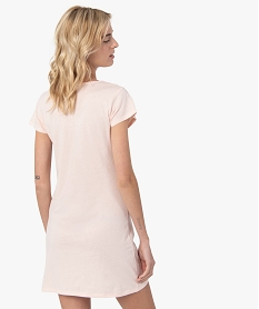 chemise de nuit femme imprimee a manches courtes rose nuisettes chemises de nuitC258201_3