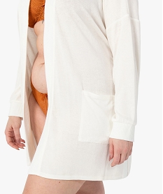veste dinterieur femme grande taille en maille douce avec ceinture a nouer beige pyjamas ensembles vestesC258801_2