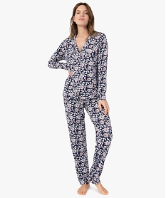 GEMO Pyjama femme deux pièces : chemise et pantalon Imprimé