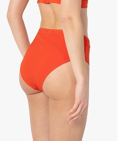 bas de maillot de bain femme uni forme culotte taille haute rougeC261001_2