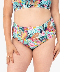 bas de maillot de bain femme grande taille forme culotte a motifs exotiques imprimeC262501_1