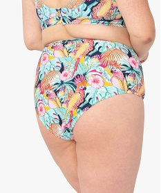 bas de maillot de bain femme grande taille forme culotte a motifs exotiques imprimeC262501_2