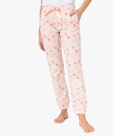 GEMO Pantalon de pyjama femme avec bas resserrés Rose