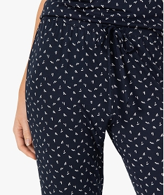 pantalon de pyjama femme en maille fine avec bas resserre imprime bas de pyjamaC266901_2