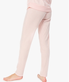 pantalon de pyjama femme en maille cotelee roseC267001_3