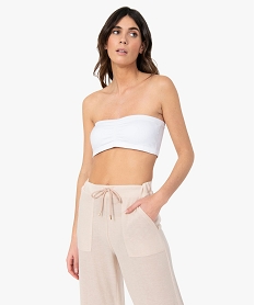 GEMO Soutien-gorge bandeau avec coussinets amovibles Blanc