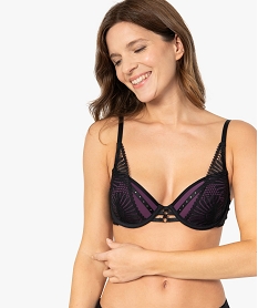 soutien-gorge en dentelle et microfibre avec strass violetC268401_1