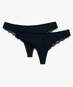 tanga femme sans coutures microfibre et dentelle (lot de 2) noirC270201_4