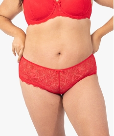 shorty femme en dentelle et tulle rougeC273701_1