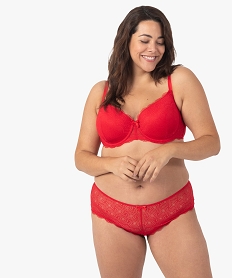 shorty femme grande taille en dentelle et tulle rouge shortiesC273701_3