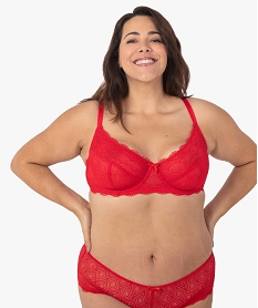 GEMO Soutien-gorge emboitant à armatures en dentelle grande taille Rouge