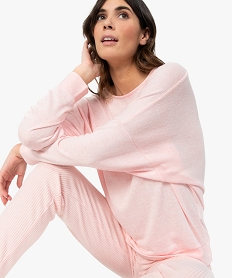 haut de pyjama femme a manches chauve-souris rose hauts de pyjamaC278801_2