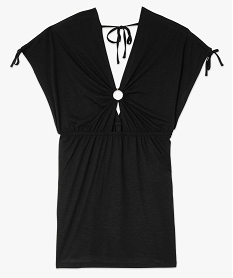 robe de plage femme a double decollete en v noir vetements de plageC280101_4
