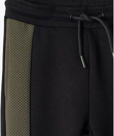 pantalon de sport garcon en maille extensible bicolore noir pantalonsC281601_2