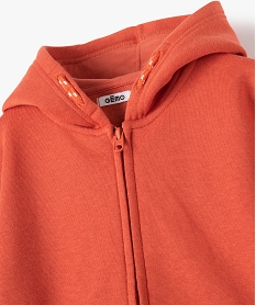 sweat garcon zippe et molletonne avec capuche orange sweatsC284801_2