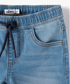 bermuda garcon en jean extensible avec revers cousus bleuC286201_2