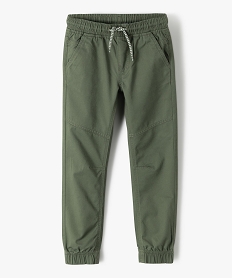 GEMO Pantalon garçon en toile avec taille et chevilles élastiquées kaki standard