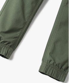 pantalon garcon en toile avec taille et chevilles elastiquees vert pantalonsC287101_2
