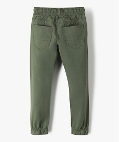 pantalon garcon en toile avec taille et chevilles elastiquees vert pantalonsC287101_3
