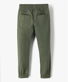 pantalon garcon en toile avec taille et chevilles elastiquees vert pantalonsC287101_4