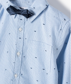 chemise garcon a manches longues fines rayures et noud papillon bleuC290501_2