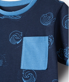 tee-shirt garcon imprime avec poche poitrine bleuC294001_2