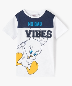 GEMO Tee-shirt garçon à manches courtes imprimé Titi - Looney Tunes Blanc