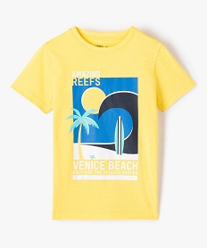 GEMO Tee-shirt garçon à manches courtes imprimé Venice beach Jaune