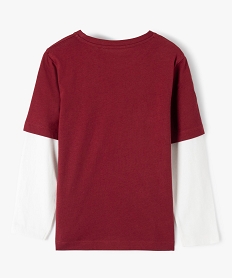 tee-shirt garcon manches longues effet 2 en 1 a motif rouge tee-shirtsC299201_3
