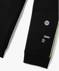 pantalon de sport garcon en maille extensible a details fluo noir pantalonsC299701_3