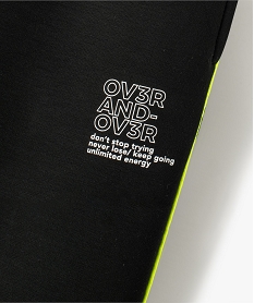 pantalon de sport garcon en maille extensible a details fluo noir pantalonsC299701_4