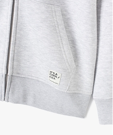 sweat a capuche avec fermeture zippee garcon gris sweatsC302101_2