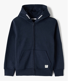 sweat a capuche avec fermeture zippee garcon bleu sweatsC302301_1