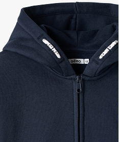 sweat a capuche avec fermeture zippee garcon bleu sweatsC302301_3