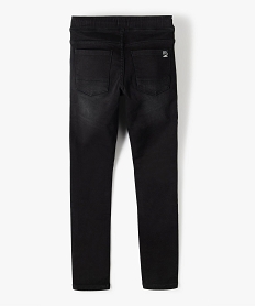 jean garcon slim extensible a taille elastiquee et jeu de surpiqures noir jeansC302601_4