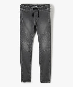 jean garcon slim extensible a taille elastiquee et jeu de surpiqures gris jeansC302701_2