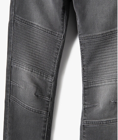 jean garcon slim extensible a taille elastiquee et jeu de surpiqures gris jeansC302701_3