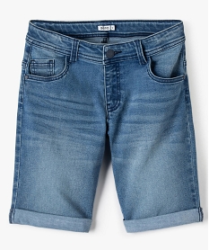 bermuda garcon en jean stretch a revers grisC303001_1