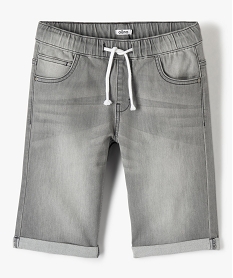 bermuda en jean garcon a revers et taille elastiquee grisC303101_1