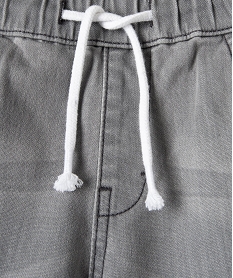 bermuda en jean garcon a revers et taille elastiquee grisC303101_2