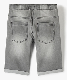 bermuda en jean garcon a revers et taille elastiquee gris shorts bermudas et pantacourtsC303101_3