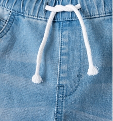 bermuda en jean garcon a revers et taille elastiquee bleuC303201_2